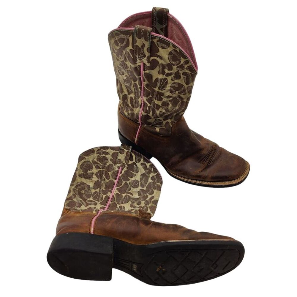 Ariat Brown and Pink Ankle-High Boots with Durable Sole